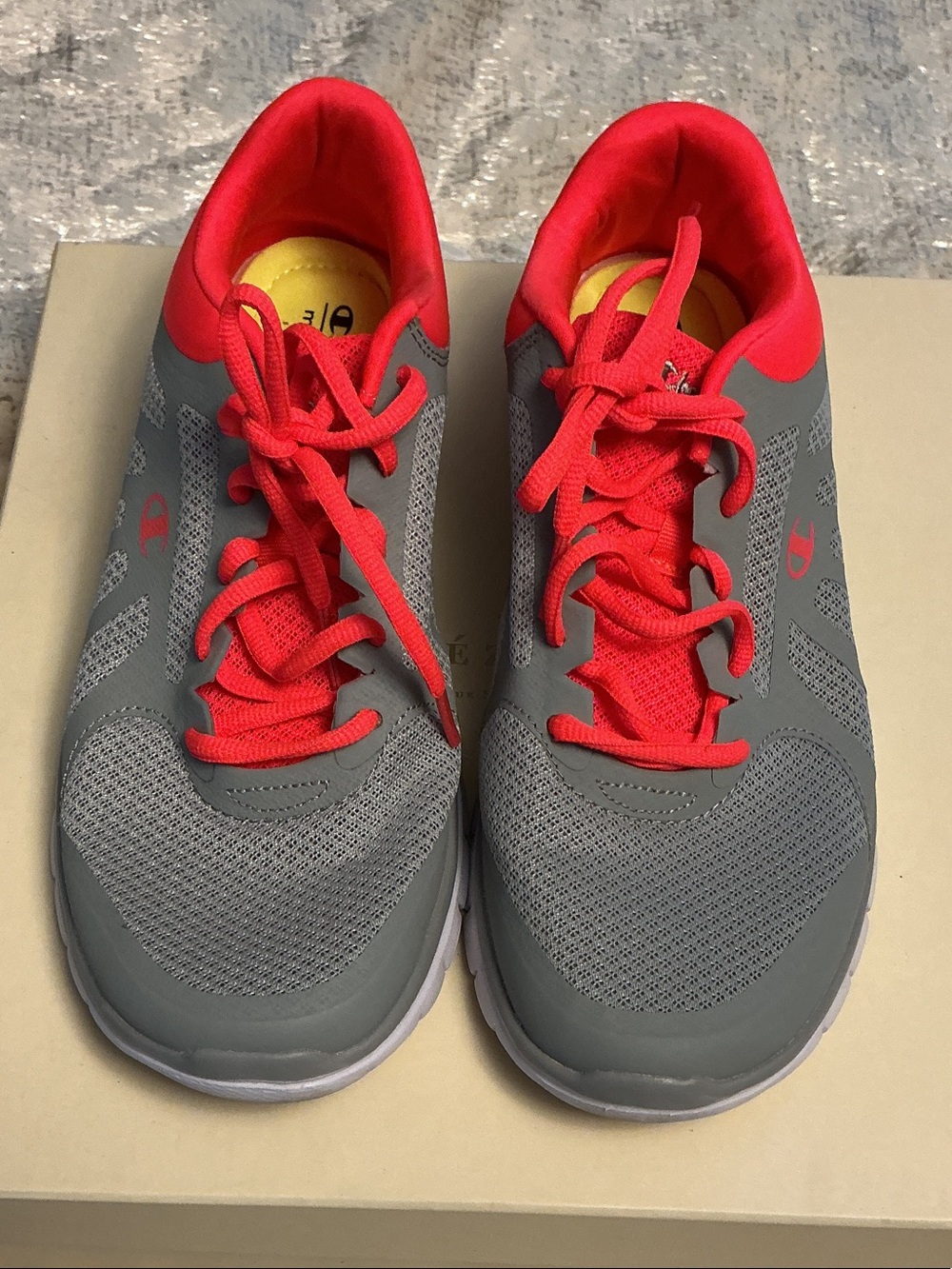 Champion Women's Gray Athletic Sneakers with Bright Pink Accents